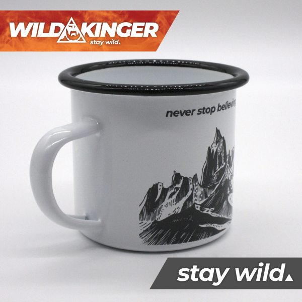 Emaille-Campingbecher 350 Ml – Wolf Design, Langlebig, Für Innen & Außen