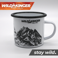 Wildkinger Emaille Tasse Berge Becher Outdoor weiß