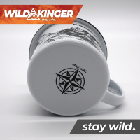 Wildkinger Emaille Tasse Berge Becher Outdoor weiß