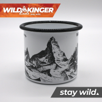 Wildkinger Emaille Tasse Berge Becher Outdoor weiß